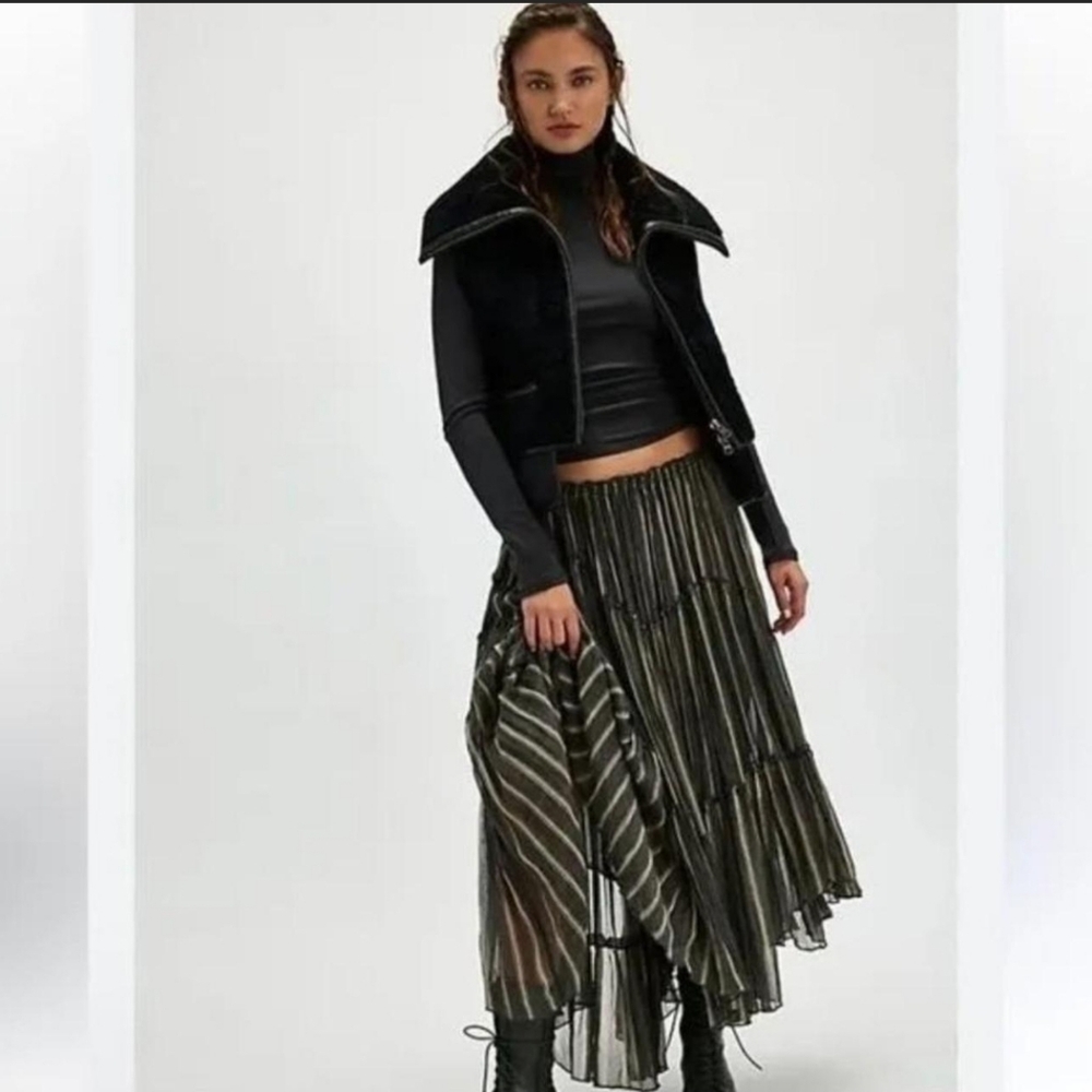 Free People Women's One Ember Printed Midi Skirt Size XL Fairy $128 - Picture 4 of 7